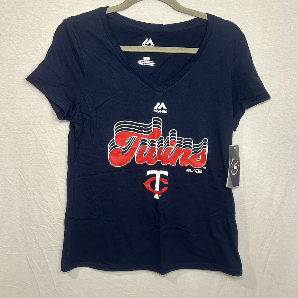 Majestic Blue Minnesota Twins Shirt Women's Size Small‎ NWT